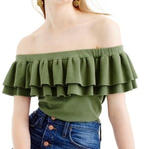 SALE! J.CREW GREEN OFF SHOULDER TOP SIZE SMALL